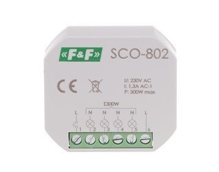 Stmívač osvětlení s „pamětí“ nastavené intenzity osvětlení, P=300W, montáž do krabičky 60, SCO-802, F&F