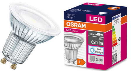 LED žárovka VALUE PAR16 Glass 80 120° 6,9W 6500K GU10 Osram