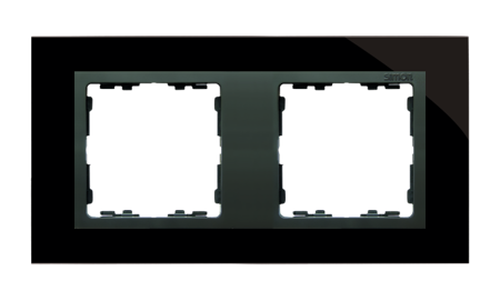 Rámeček 2x sklo - černý / rámeček středový grafit Kontakt Simon 82827-32