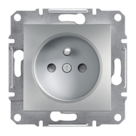 Zásuvka 2P+PE s clonami bez rámečku, hliník Schneider Electric Asfora EPH2800261